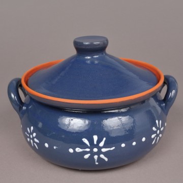 Clay Small Cooking Pot Traditional Light Blue 0.7L
